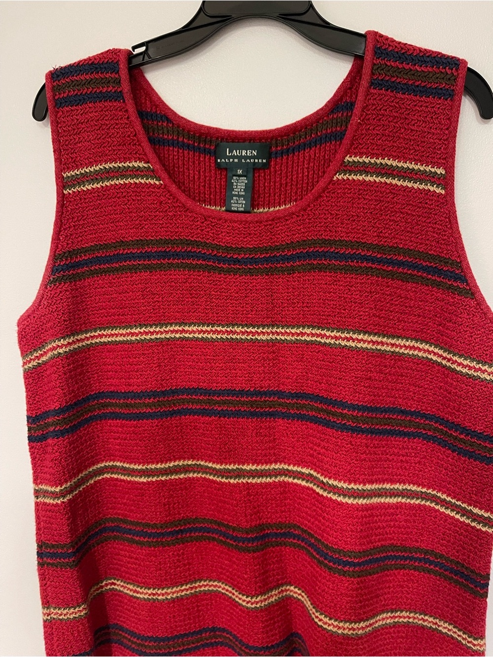 Ralph Lauren Red Striped vest Crewneck Sweater